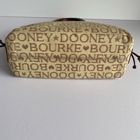 Dooney Bourke Vintage Cream Brown Logo Jacquard‎ Canvas Small Bag Purse - Picture 6 of 14